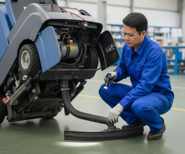 Kiểm tra lưỡi gạt và motor hút để xác định nguyên nhân máy chà sàn không hoạt động 